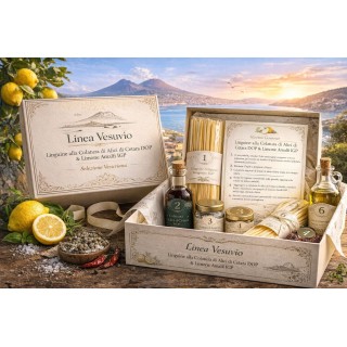 Linea Vesuvio – Linguine di Gragnano IGP con Colatura di Alici di Cetara DOP e Limone Costa d’Amalfi IGP | Box Gourmet Campania